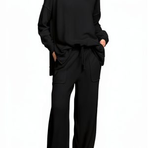 ETCYY NEW Women's Two-Piece Tracksuit Sleeve Pullover & Jogger Pants-0
