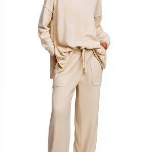 ETCYY NEW Women Two-Piece Tracksuit Long Sleeve Pullover & Jogger-0